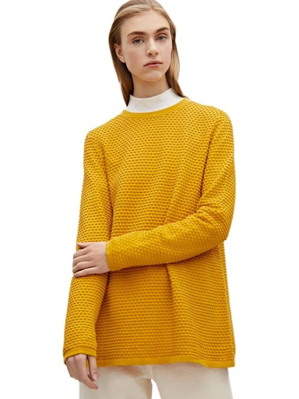 COS Mustard Yellow Dot Textured Top – Size S
